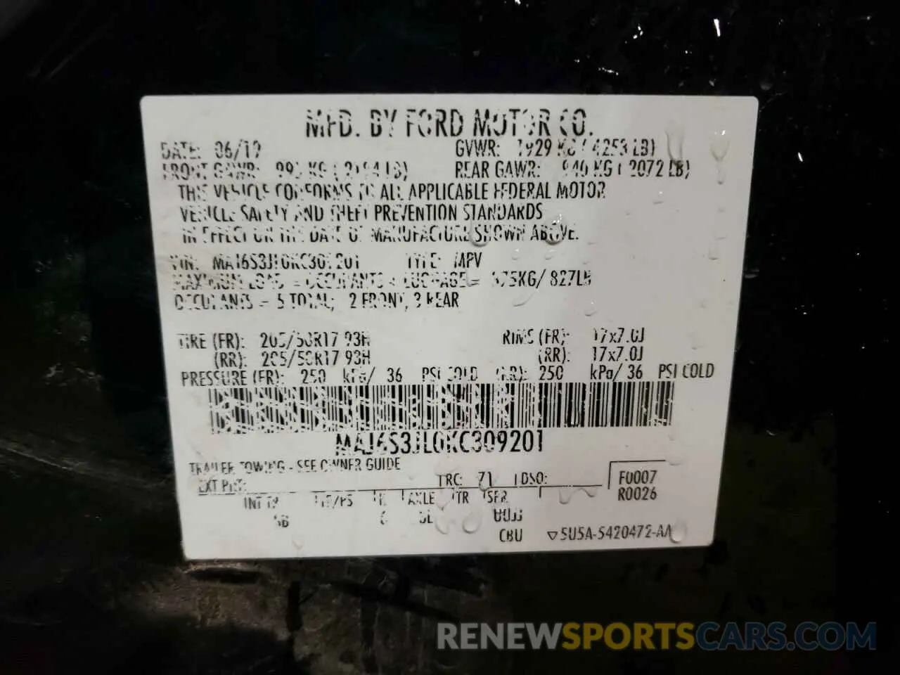13 Photograph of a damaged car MAJ6S3JL0KC309201 FORD ECOSPORT 2019