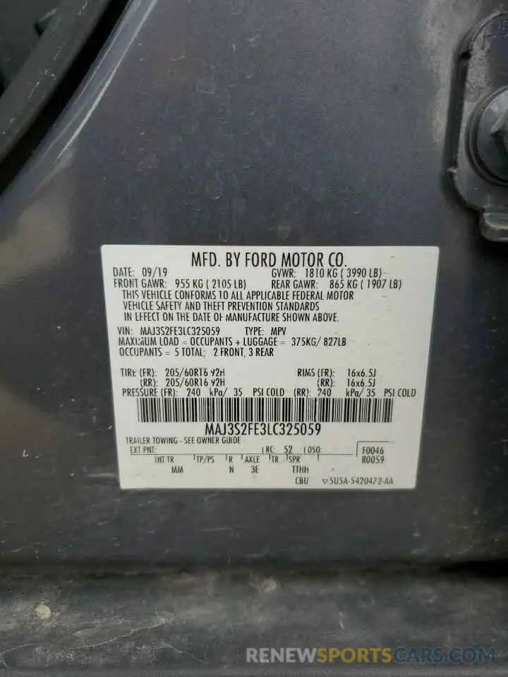 13 Photograph of a damaged car MAJ3S2FE3LC325059 FORD ECOSPORT 2020