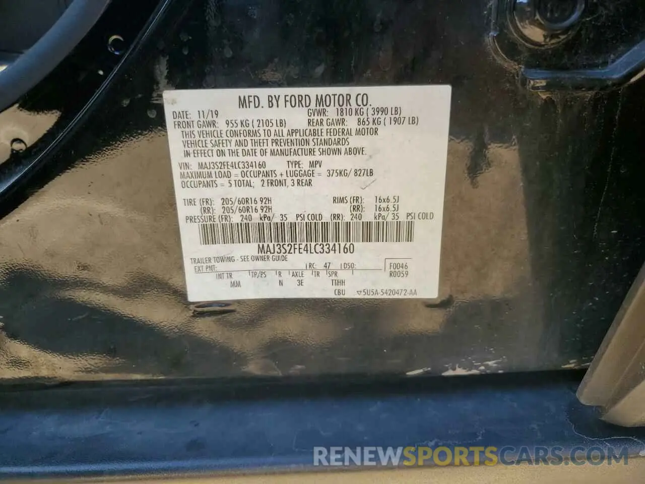 13 Фотография поврежденного автомобиля MAJ3S2FE4LC334160 FORD ECOSPORT 2020