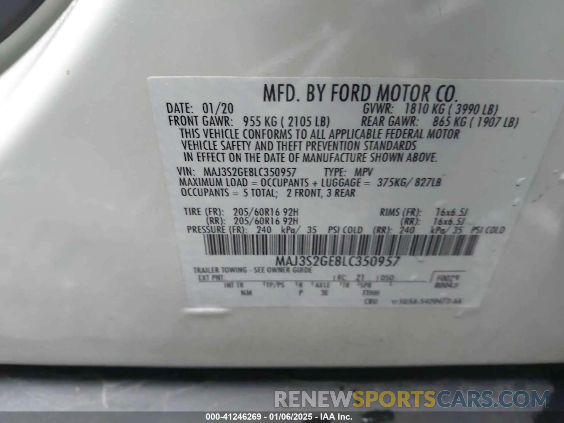 9 Photograph of a damaged car MAJ3S2GE8LC350957 FORD ECOSPORT 2020