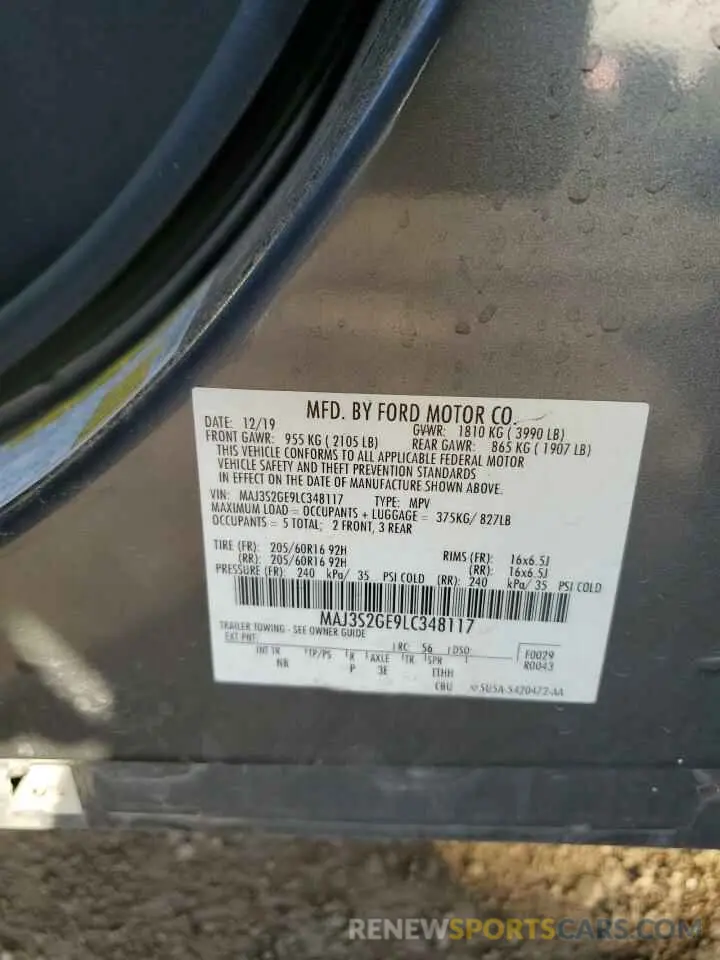 14 Photograph of a damaged car MAJ3S2GE9LC348117 FORD ECOSPORT 2020