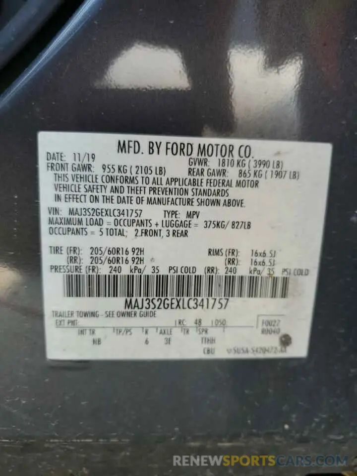 13 Фотография поврежденного автомобиля MAJ3S2GEXLC341757 FORD ECOSPORT 2020