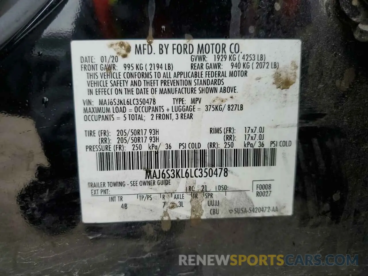 13 Фотография поврежденного автомобиля MAJ6S3KL6LC350478 FORD ECOSPORT 2020