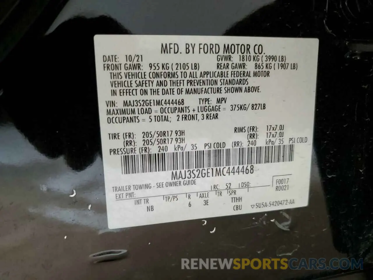 13 Photograph of a damaged car MAJ3S2GE1MC444468 FORD ECOSPORT 2021