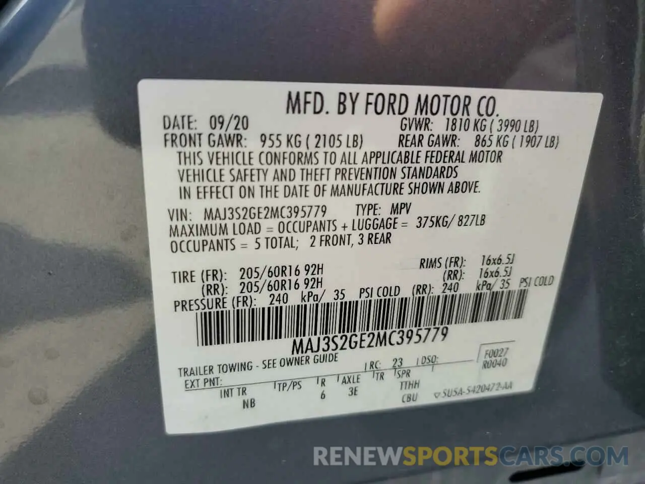 13 Фотография поврежденного автомобиля MAJ3S2GE2MC395779 FORD ECOSPORT 2021