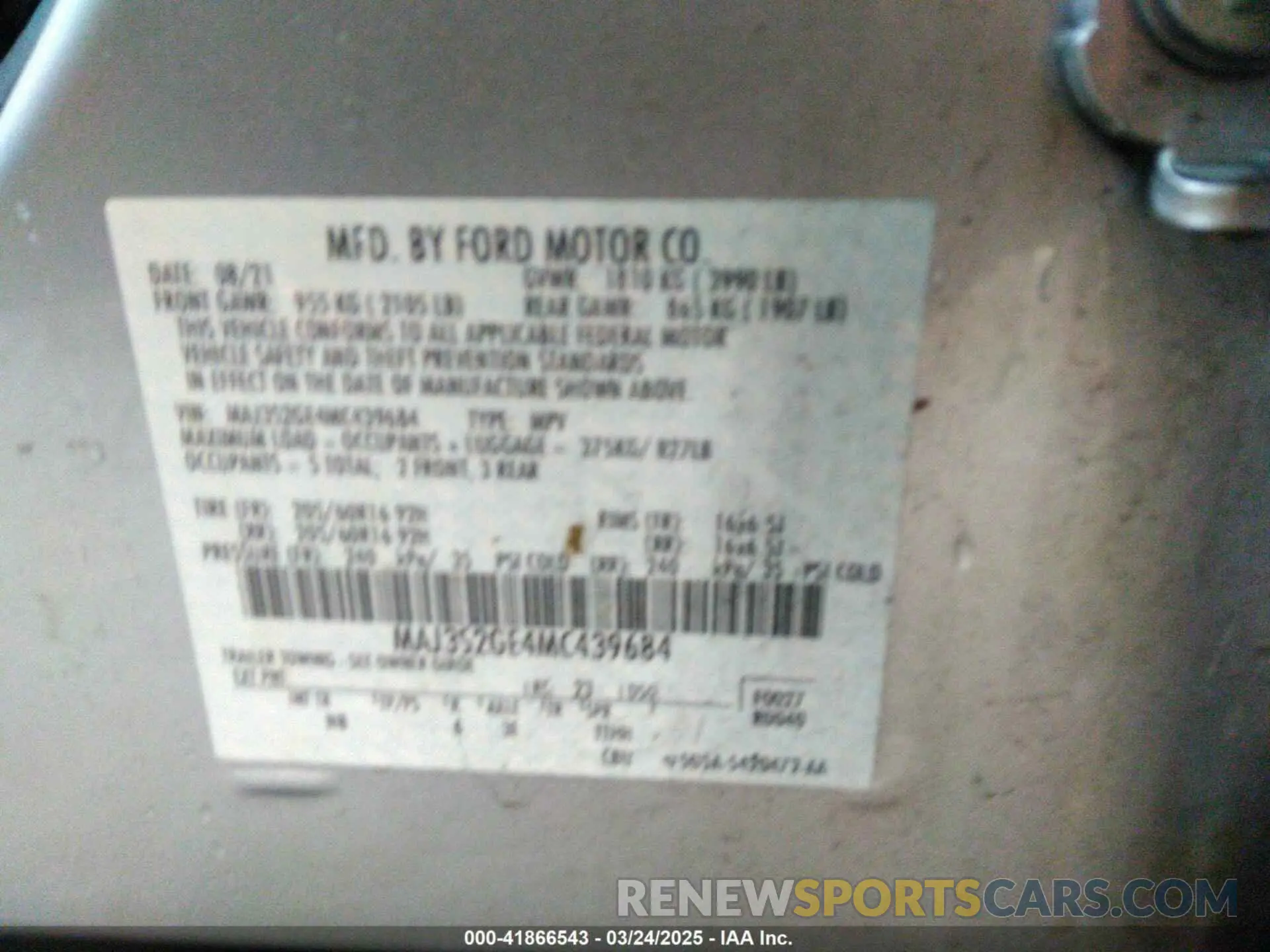 9 Photograph of a damaged car MAJ3S2GE4MC439684 FORD ECOSPORT 2021