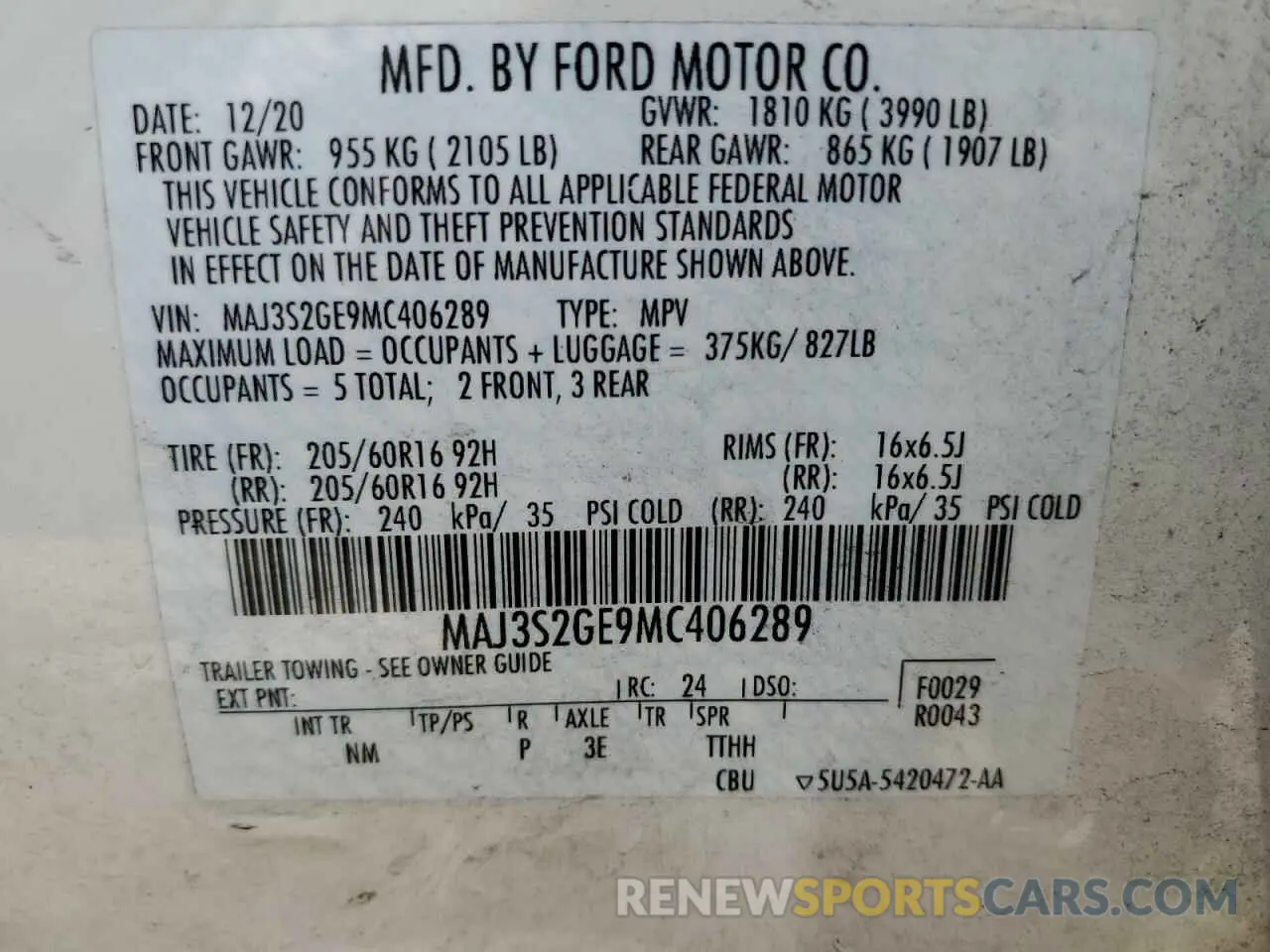 15 Photograph of a damaged car MAJ3S2GE9MC406289 FORD ECOSPORT 2021