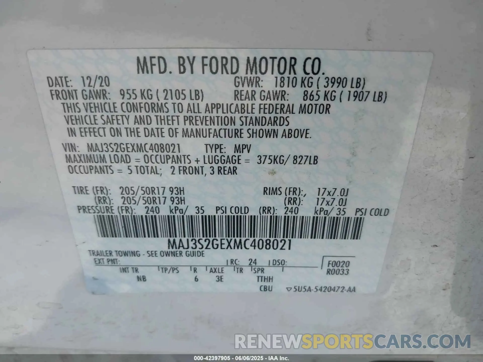 9 Фотография поврежденного автомобиля MAJ3S2GEXMC408021 FORD ECOSPORT 2021