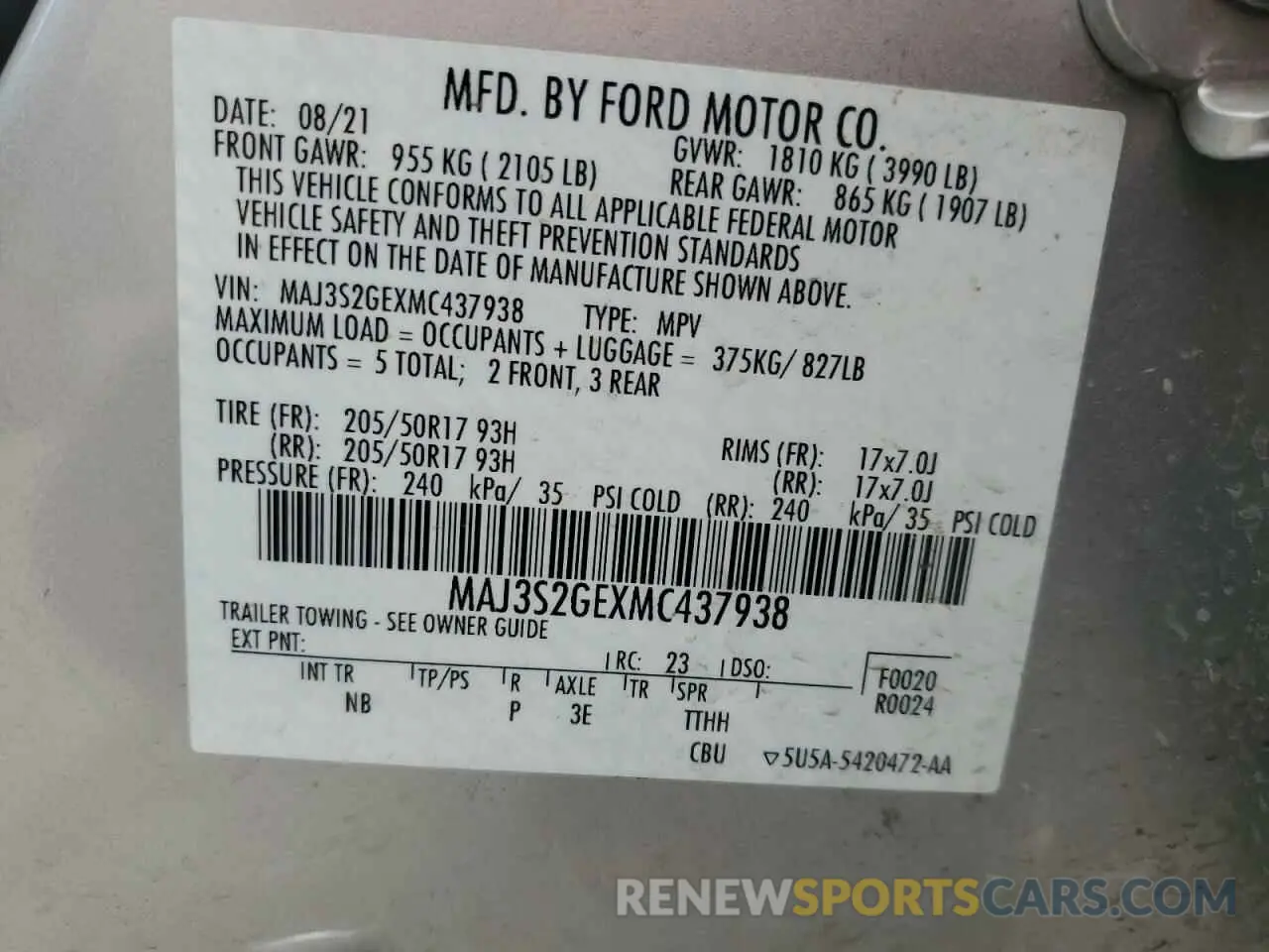 13 Фотография поврежденного автомобиля MAJ3S2GEXMC437938 FORD ECOSPORT 2021