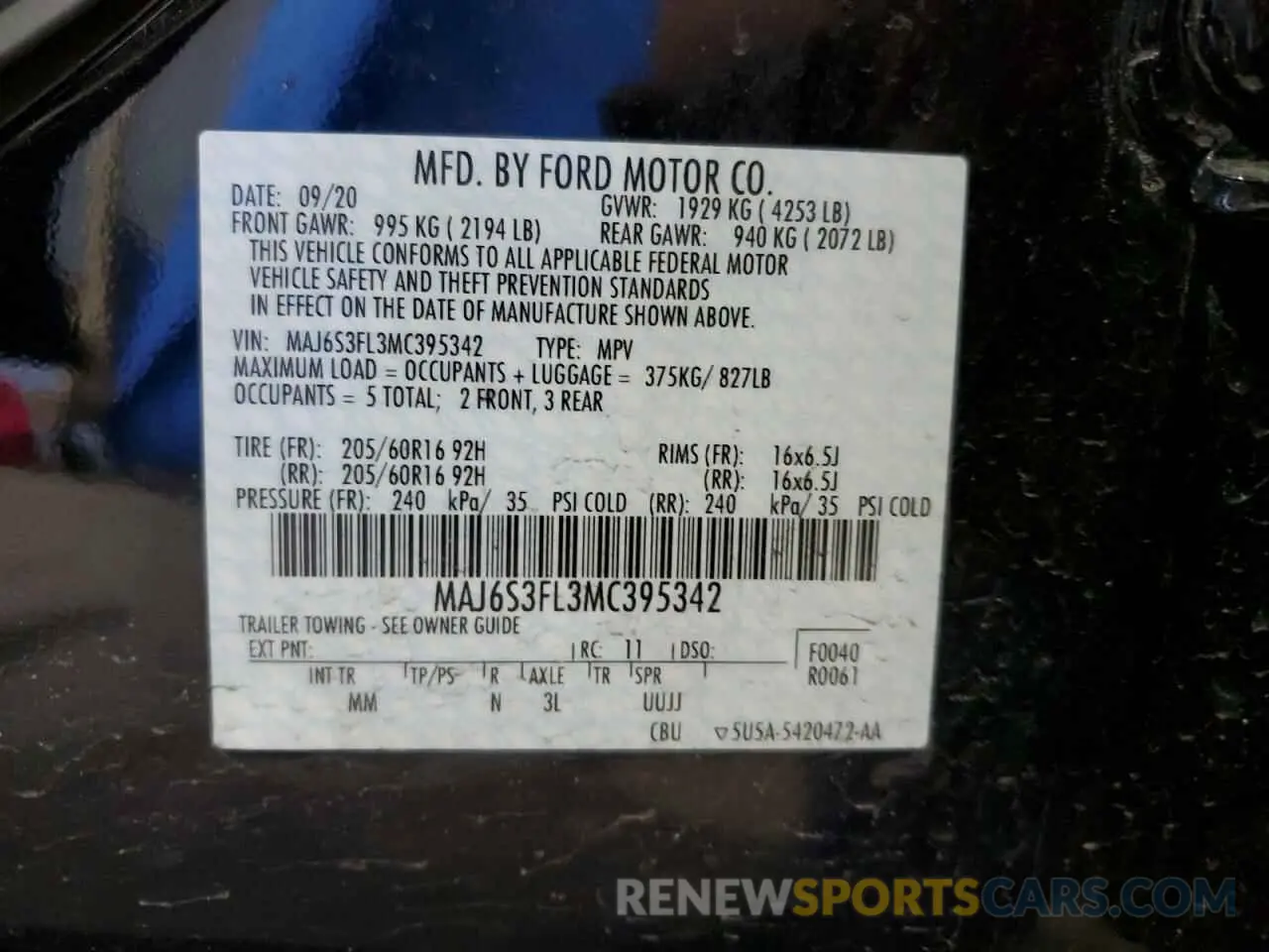 13 Фотография поврежденного автомобиля MAJ6S3FL3MC395342 FORD ECOSPORT 2021