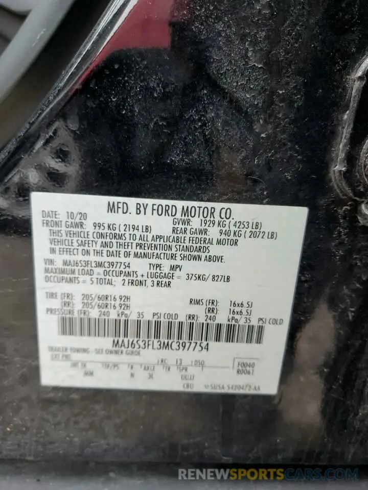 13 Фотография поврежденного автомобиля MAJ6S3FL3MC397754 FORD ECOSPORT 2021