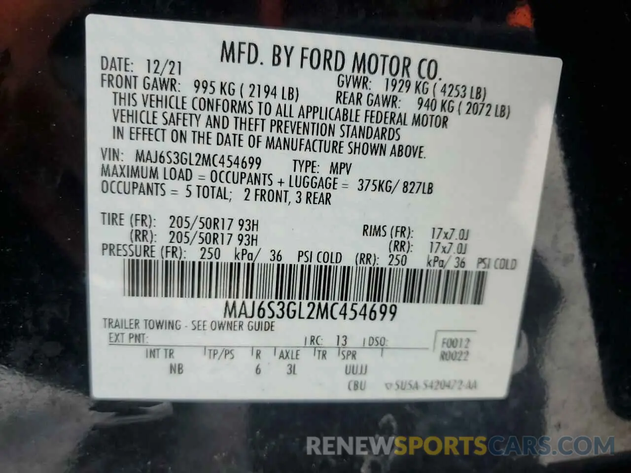 14 Фотография поврежденного автомобиля MAJ6S3GL2MC454699 FORD ECOSPORT 2021