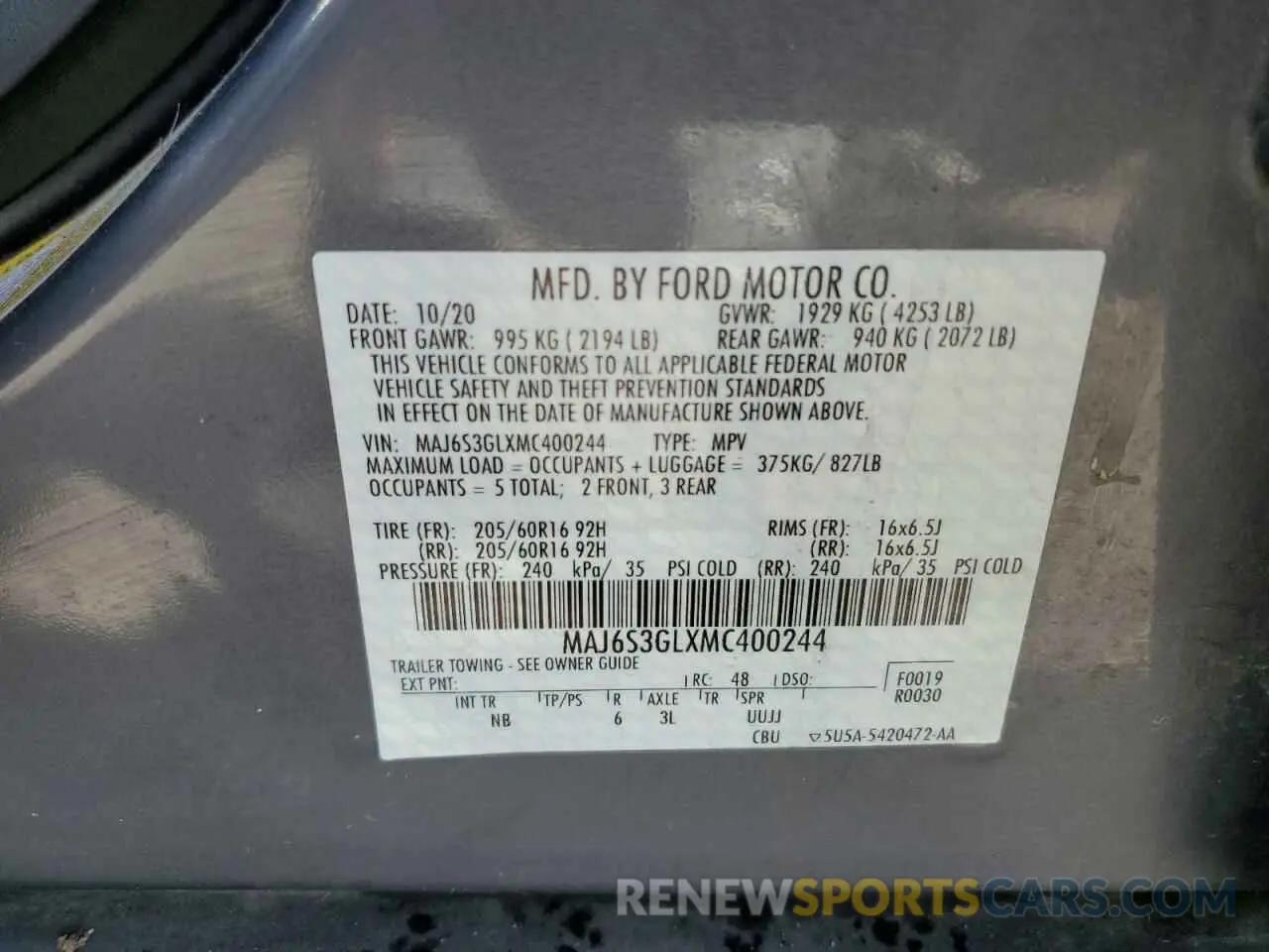 13 Фотография поврежденного автомобиля MAJ6S3GLXMC400244 FORD ECOSPORT 2021