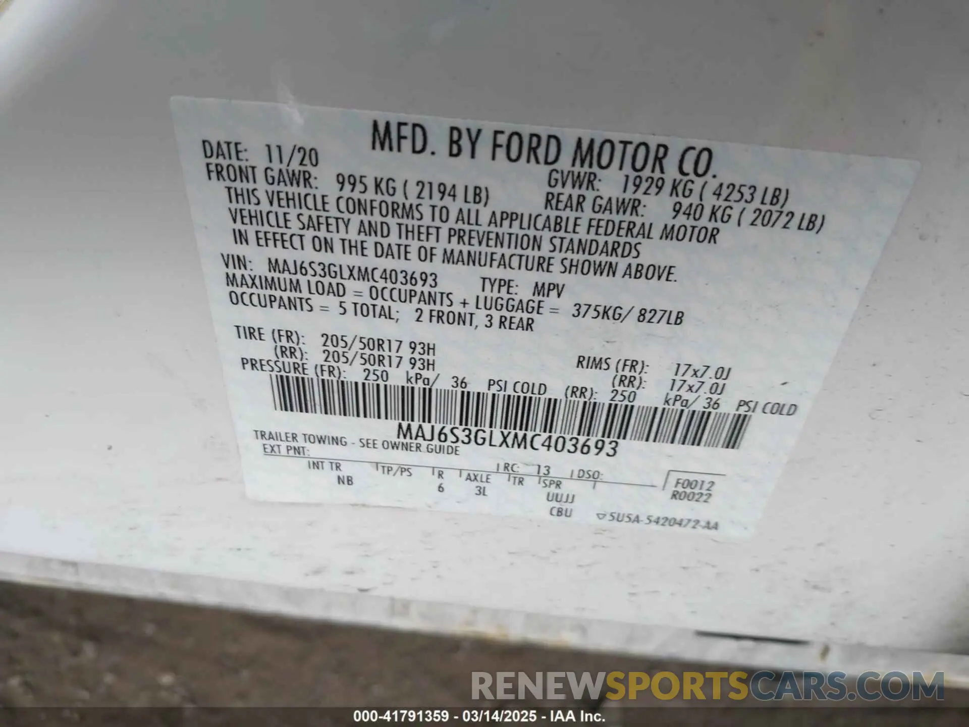 9 Photograph of a damaged car MAJ6S3GLXMC403693 FORD ECOSPORT 2021