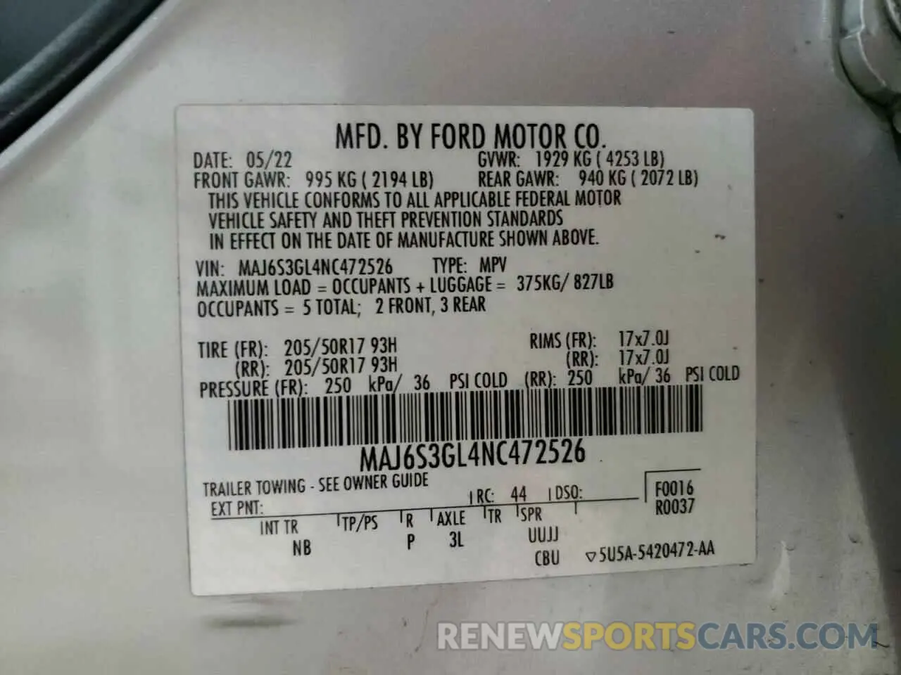 13 Photograph of a damaged car MAJ6S3GL4NC472526 FORD ECOSPORT 2022
