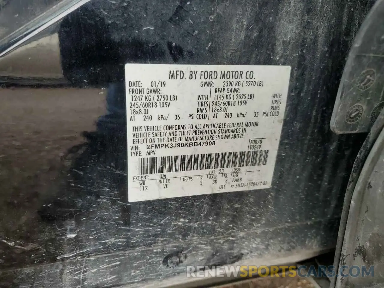 13 Photograph of a damaged car 2FMPK3J90KBB47908 FORD EDGE 2019