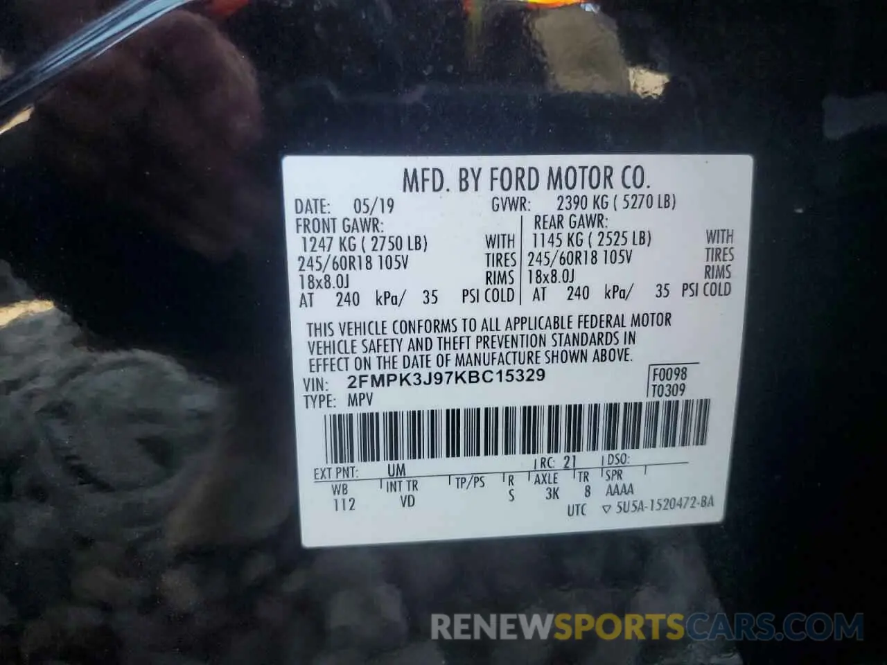 13 Photograph of a damaged car 2FMPK3J97KBC15329 FORD EDGE 2019