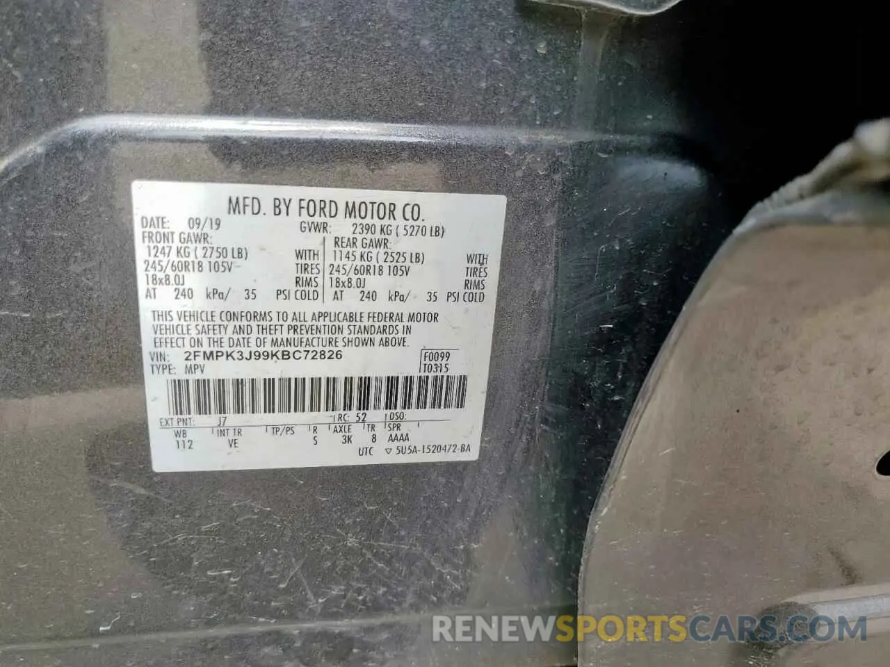 12 Фотография поврежденного автомобиля 2FMPK3J99KBC72826 FORD EDGE 2019