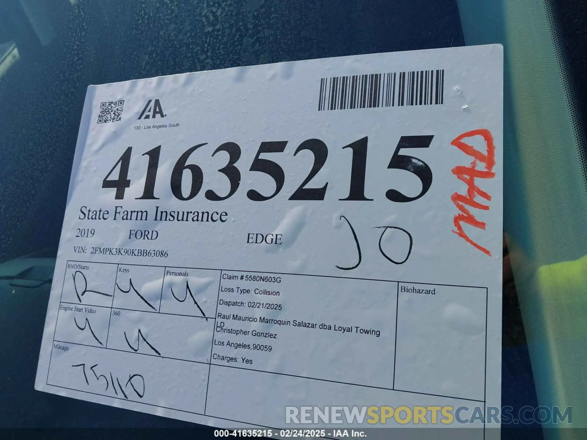 18 Photograph of a damaged car 2FMPK3K90KBB63086 FORD EDGE 2019