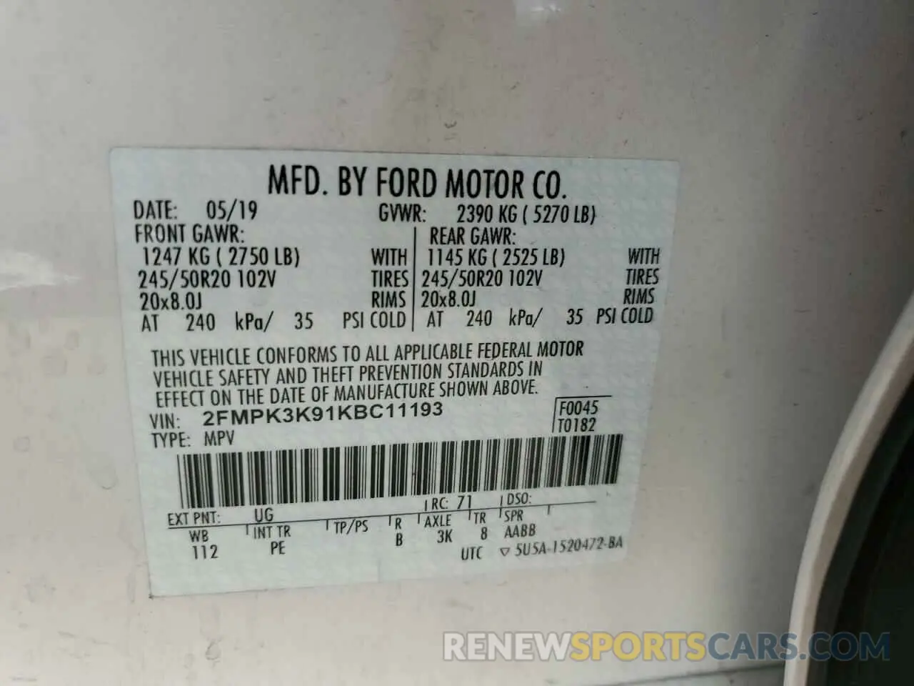 14 Photograph of a damaged car 2FMPK3K91KBC11193 FORD EDGE 2019