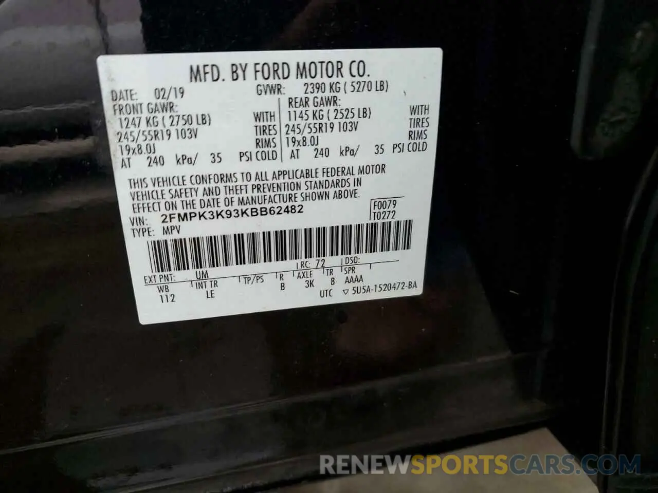 14 Photograph of a damaged car 2FMPK3K93KBB62482 FORD EDGE 2019
