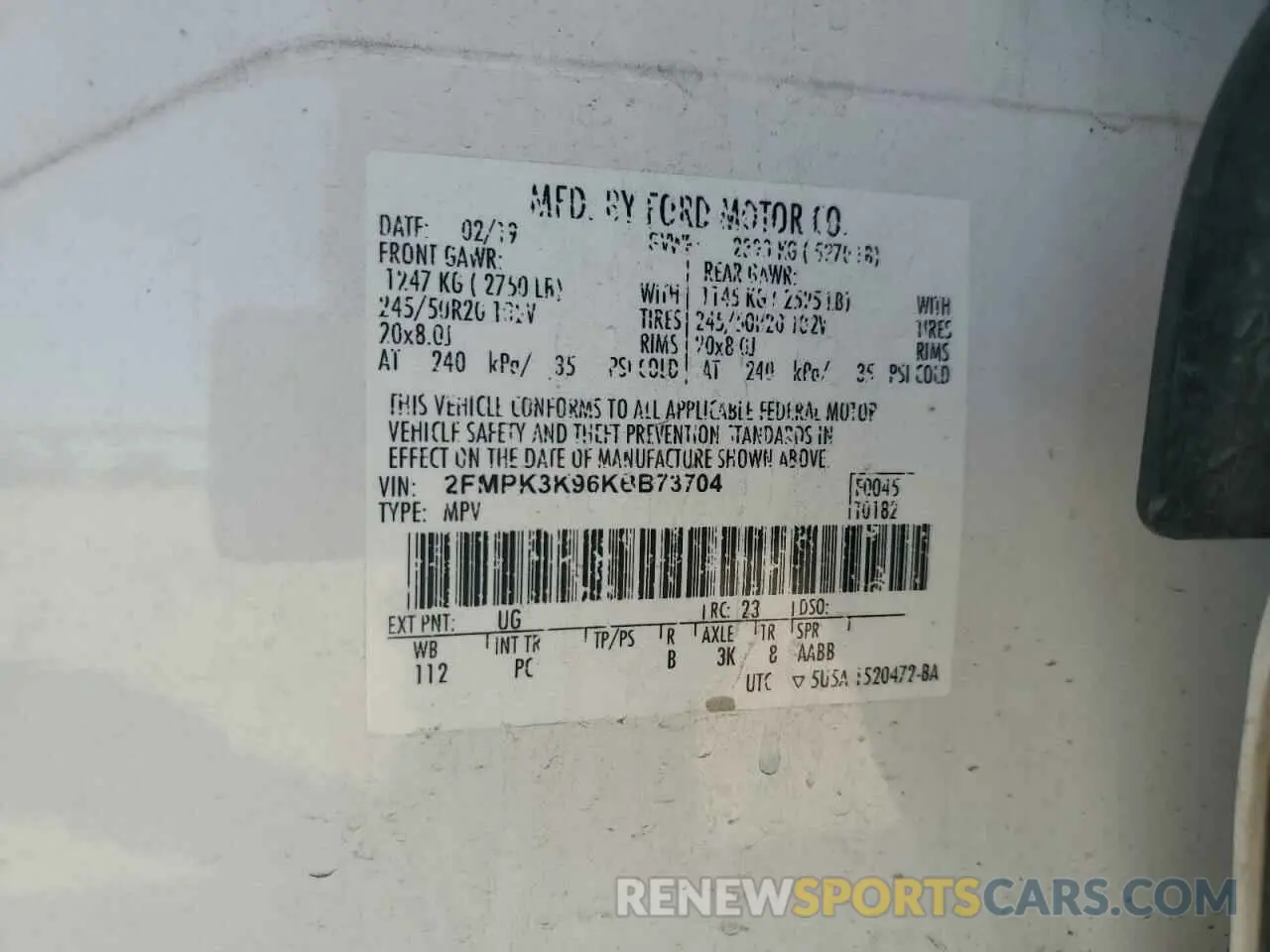 15 Фотография поврежденного автомобиля 2FMPK3K96KBB73704 FORD EDGE 2019