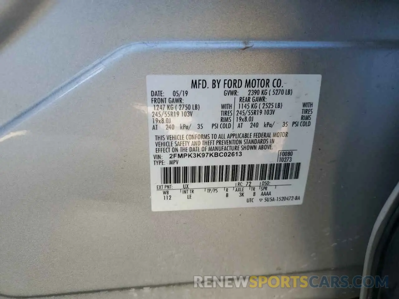 14 Photograph of a damaged car 2FMPK3K97KBC02613 FORD EDGE 2019