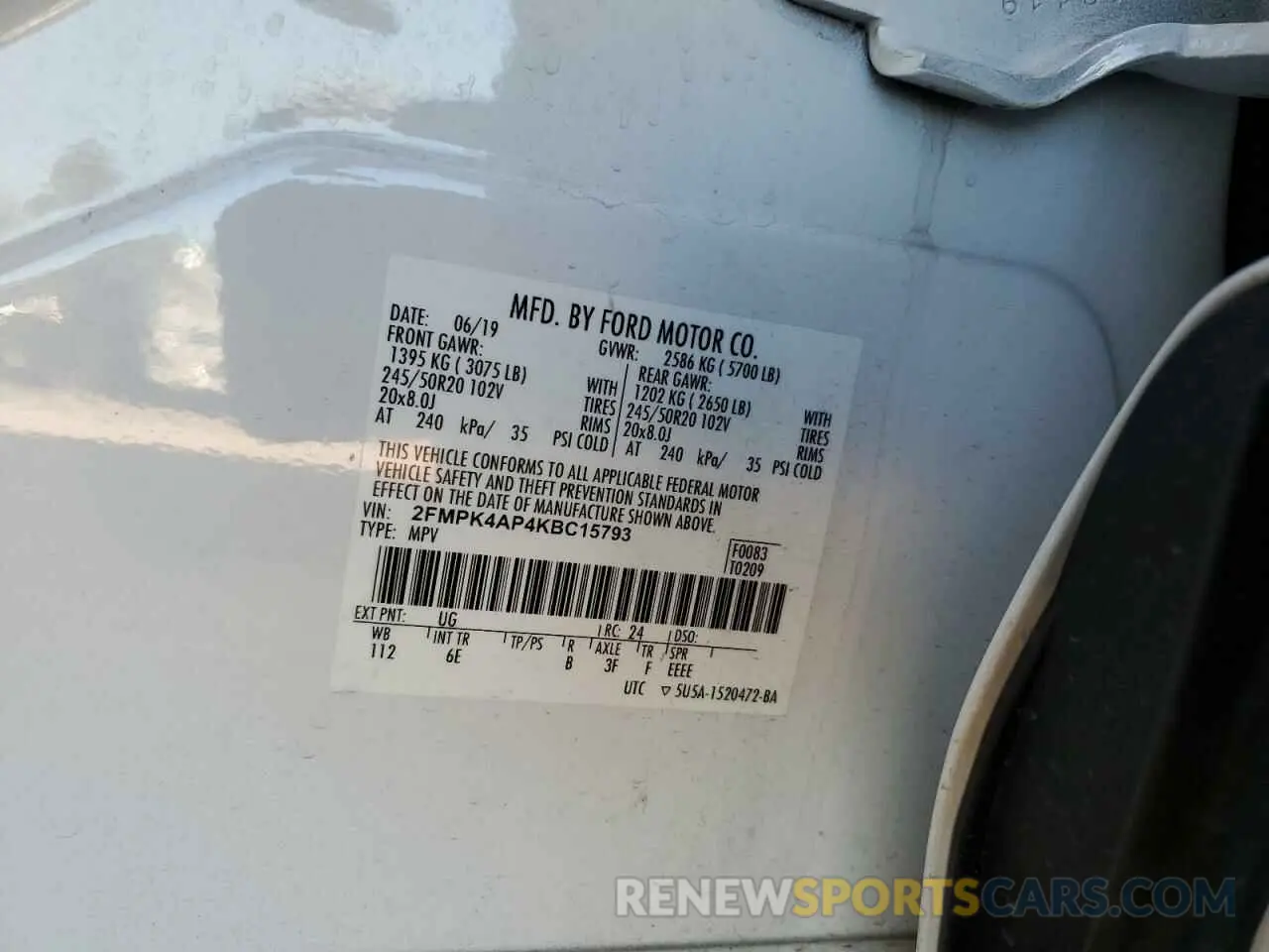 16 Photograph of a damaged car 2FMPK4AP4KBC15793 FORD EDGE 2019