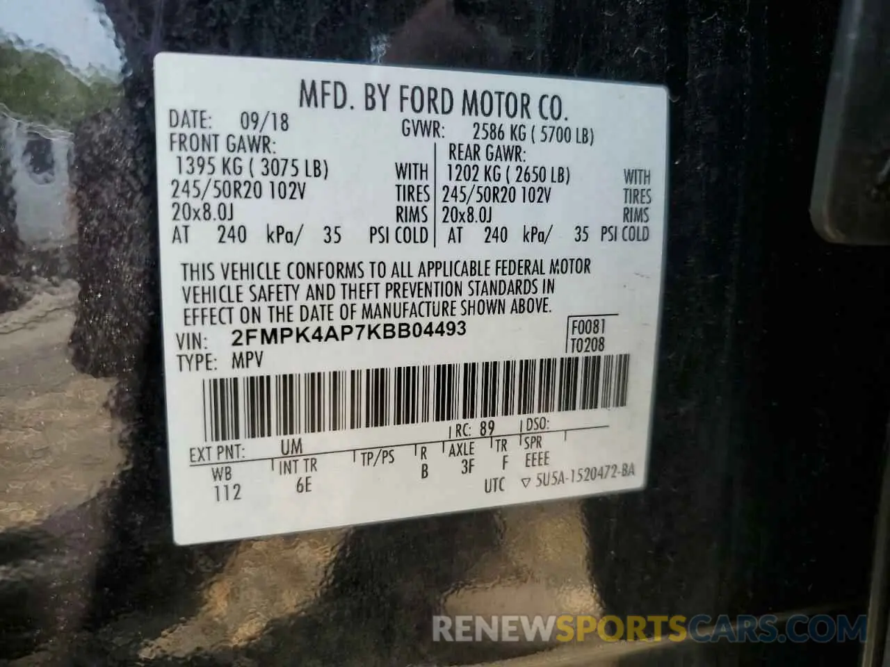 13 Фотография поврежденного автомобиля 2FMPK4AP7KBB04493 FORD EDGE 2019