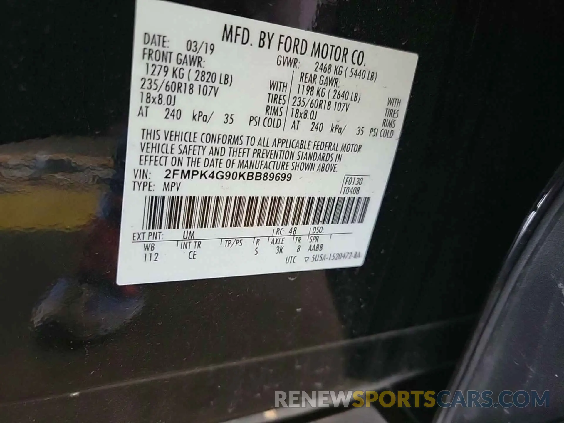 26 Фотография поврежденного автомобиля 2FMPK4G90KBB89699 FORD EDGE 2019