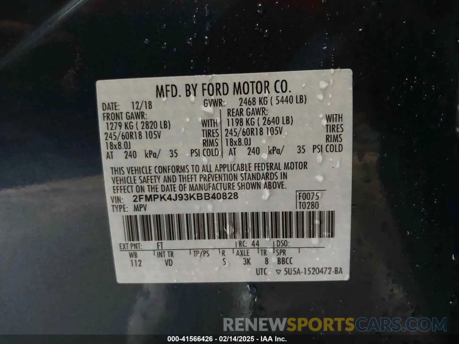 9 Photograph of a damaged car 2FMPK4J93KBB40828 FORD EDGE 2019