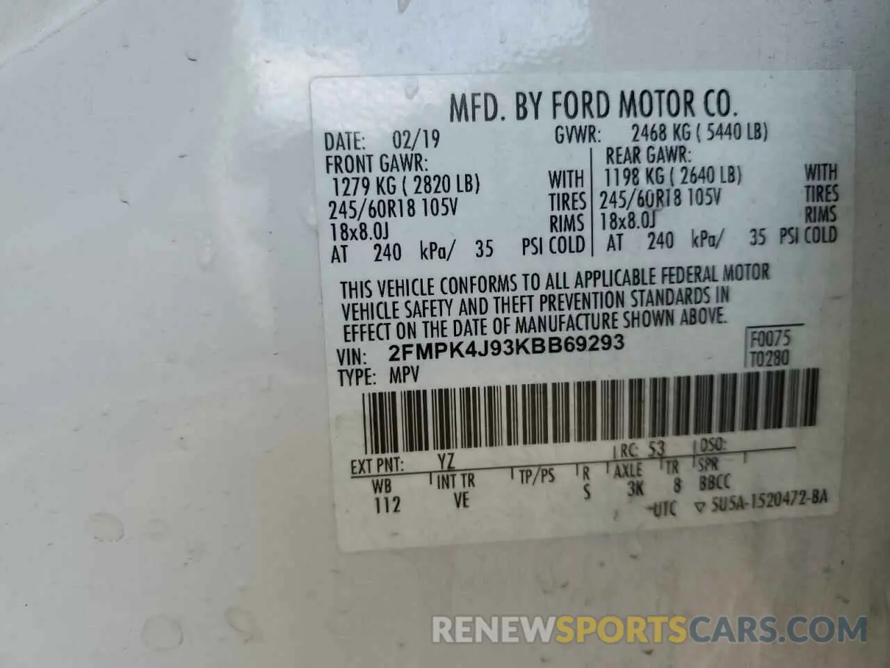 14 Photograph of a damaged car 2FMPK4J93KBB69293 FORD EDGE 2019