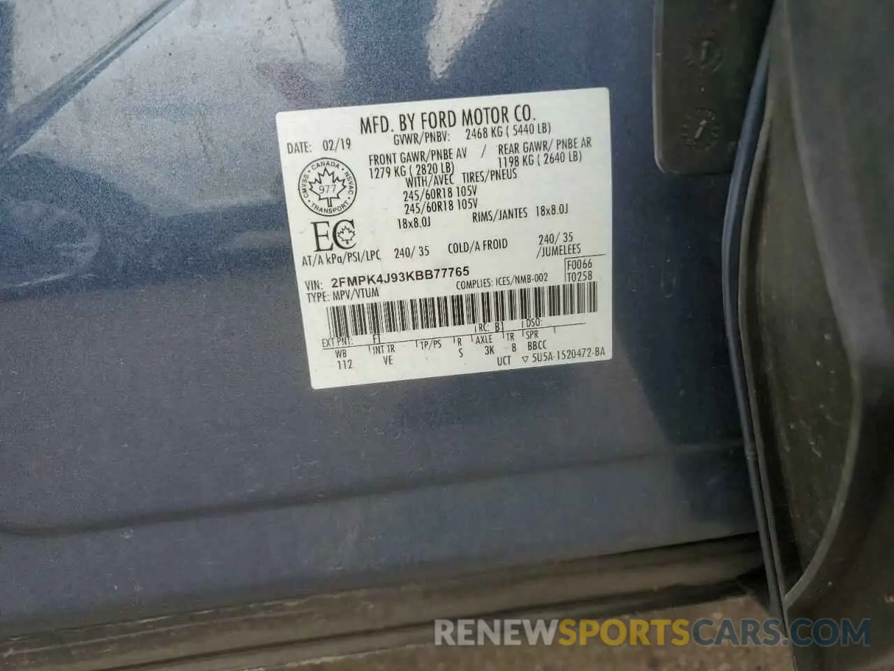 14 Photograph of a damaged car 2FMPK4J93KBB77765 FORD EDGE 2019