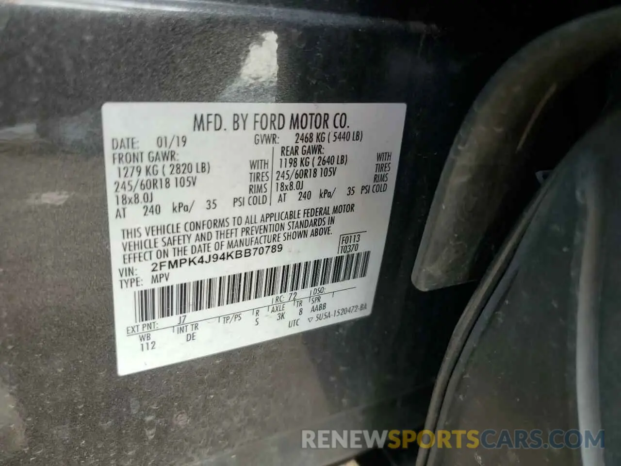 13 Фотография поврежденного автомобиля 2FMPK4J94KBB70789 FORD EDGE 2019