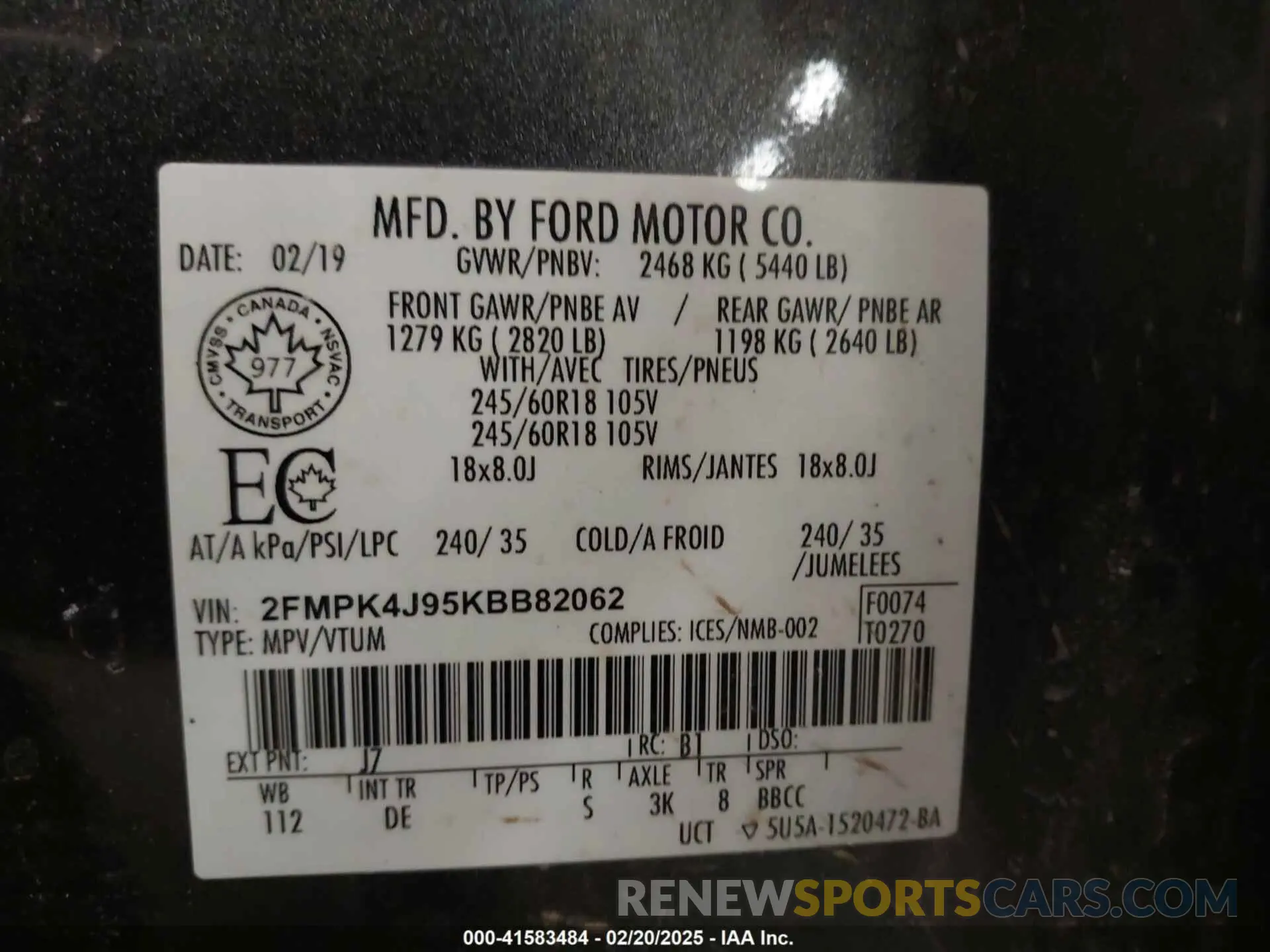 9 Фотография поврежденного автомобиля 2FMPK4J95KBB82062 FORD EDGE 2019