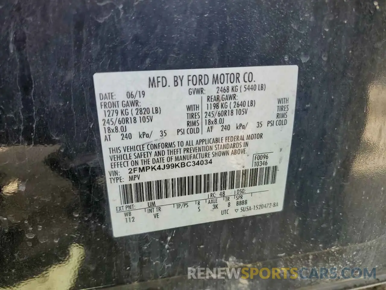 14 Photograph of a damaged car 2FMPK4J99KBC34034 FORD EDGE 2019