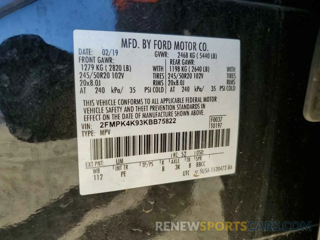 13 Photograph of a damaged car 2FMPK4K93KBB75822 FORD EDGE 2019