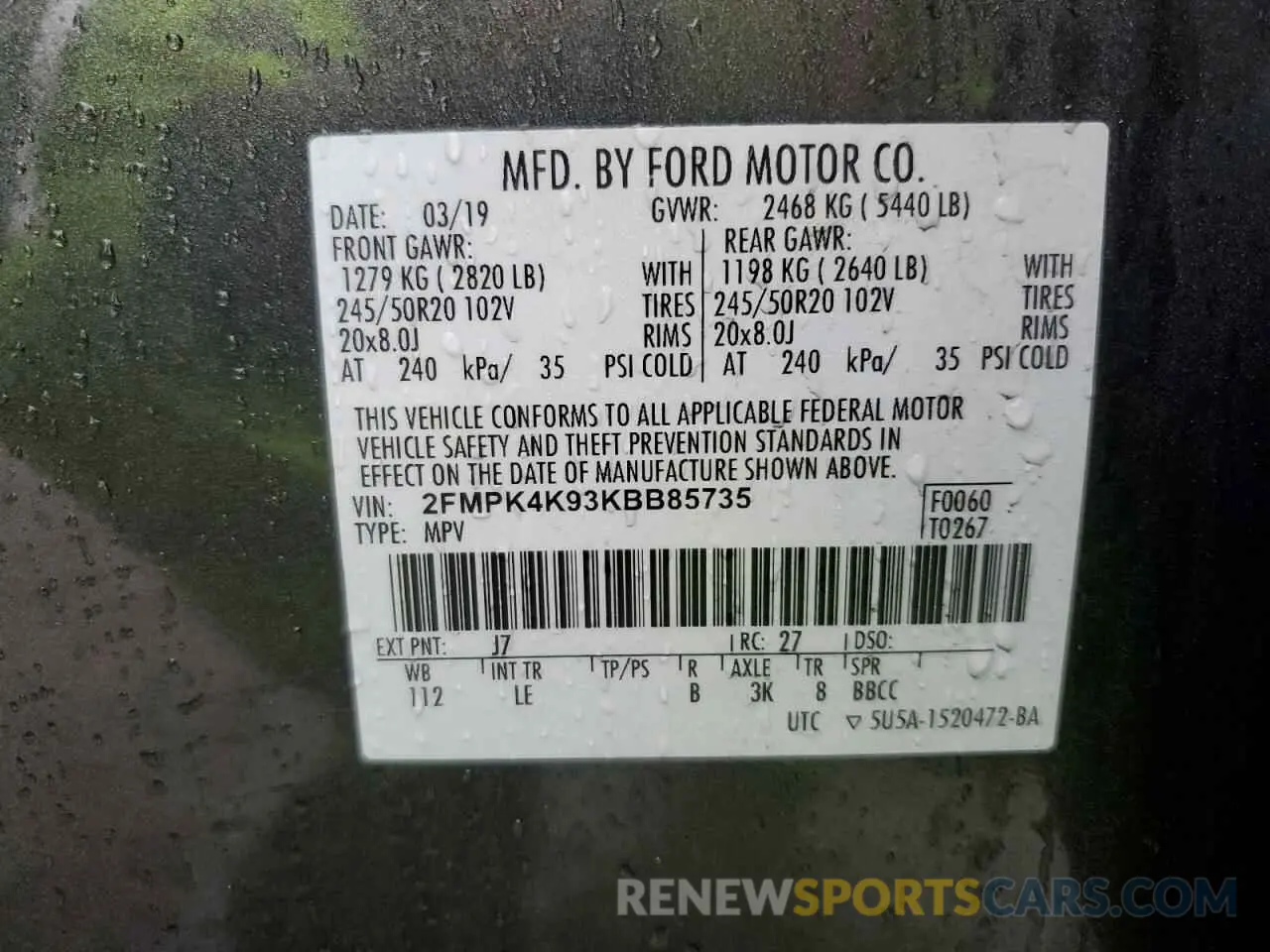 15 Photograph of a damaged car 2FMPK4K93KBB85735 FORD EDGE 2019