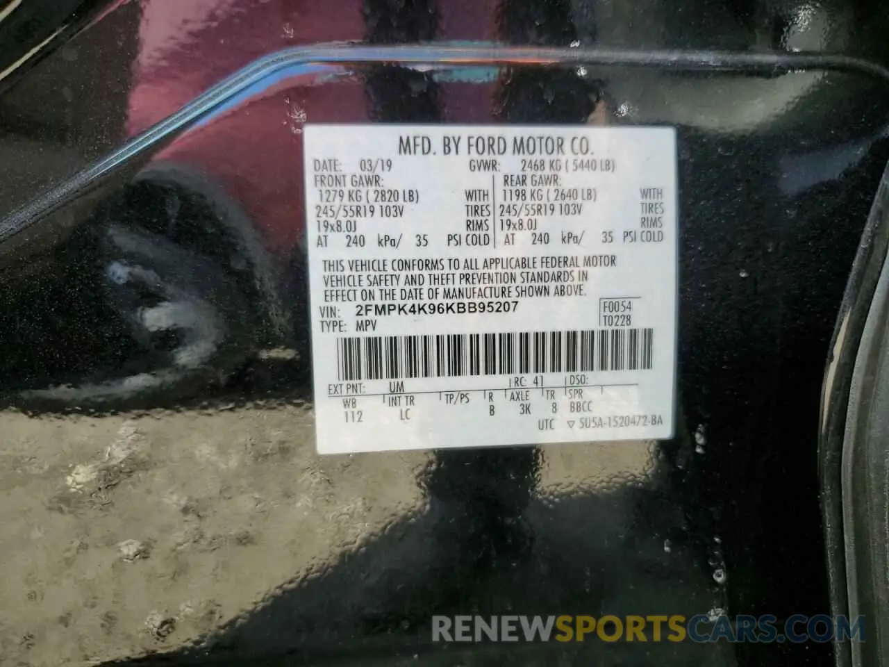 14 Фотография поврежденного автомобиля 2FMPK4K96KBB95207 FORD EDGE 2019