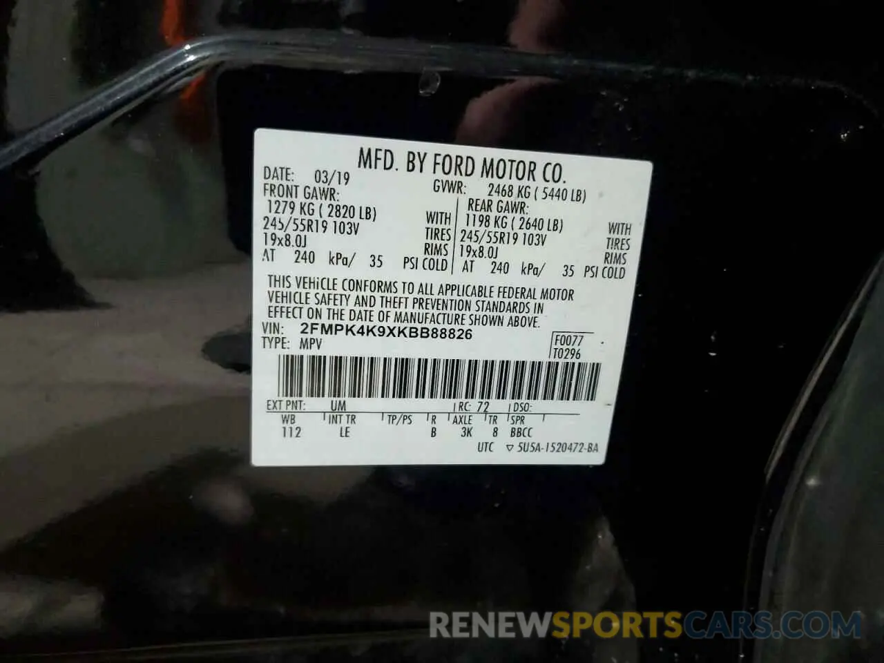 13 Фотография поврежденного автомобиля 2FMPK4K9XKBB88826 FORD EDGE 2019