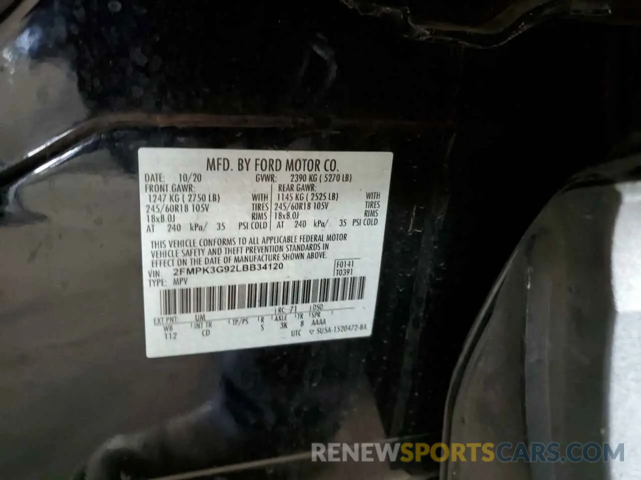 15 Фотография поврежденного автомобиля 2FMPK3G92LBB34120 FORD EDGE 2020