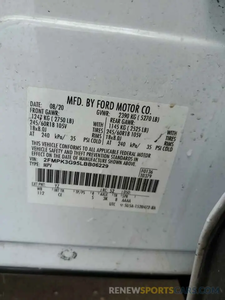 14 Photograph of a damaged car 2FMPK3G95LBB06229 FORD EDGE 2020