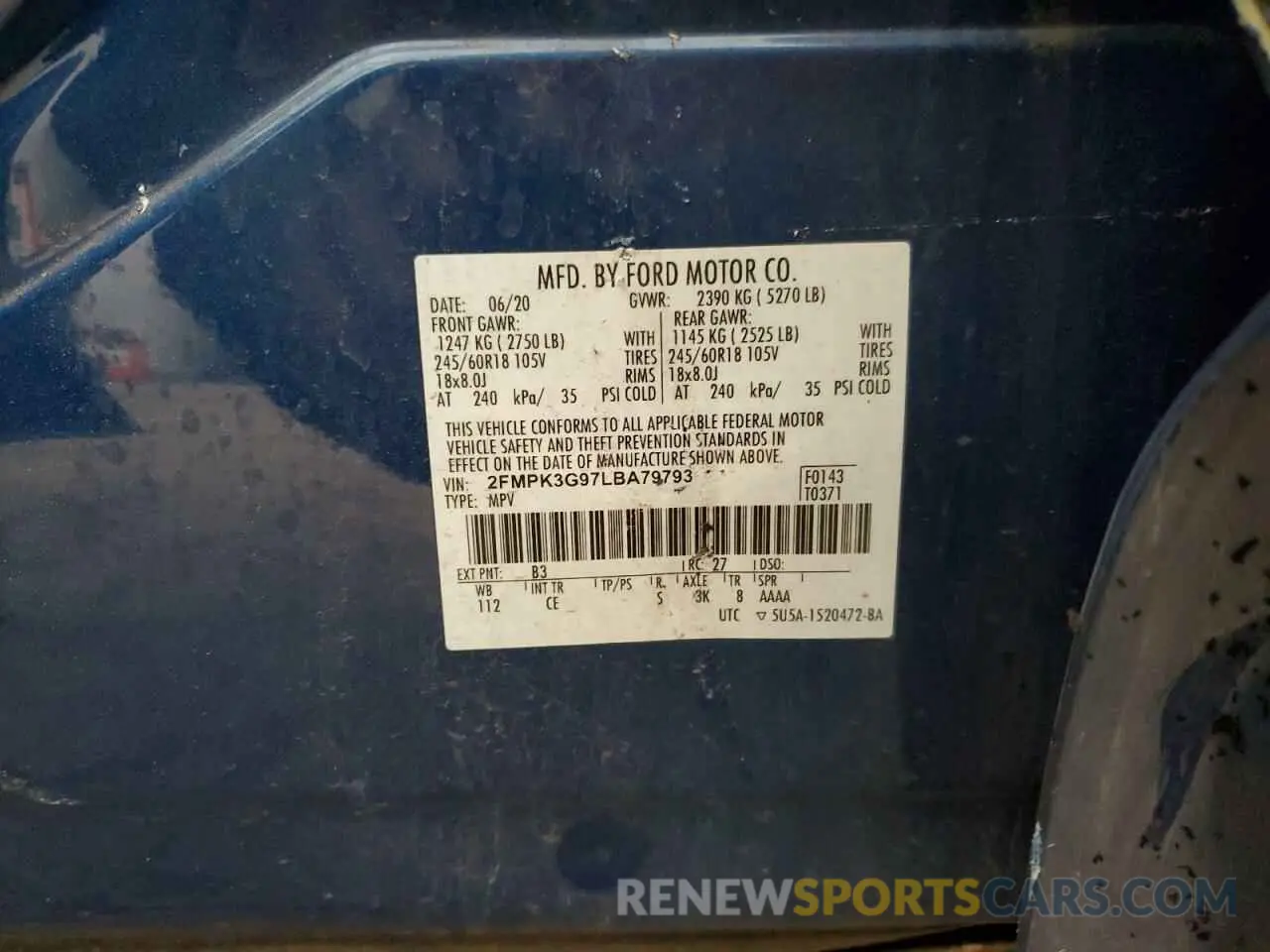 14 Photograph of a damaged car 2FMPK3G97LBA79793 FORD EDGE 2020