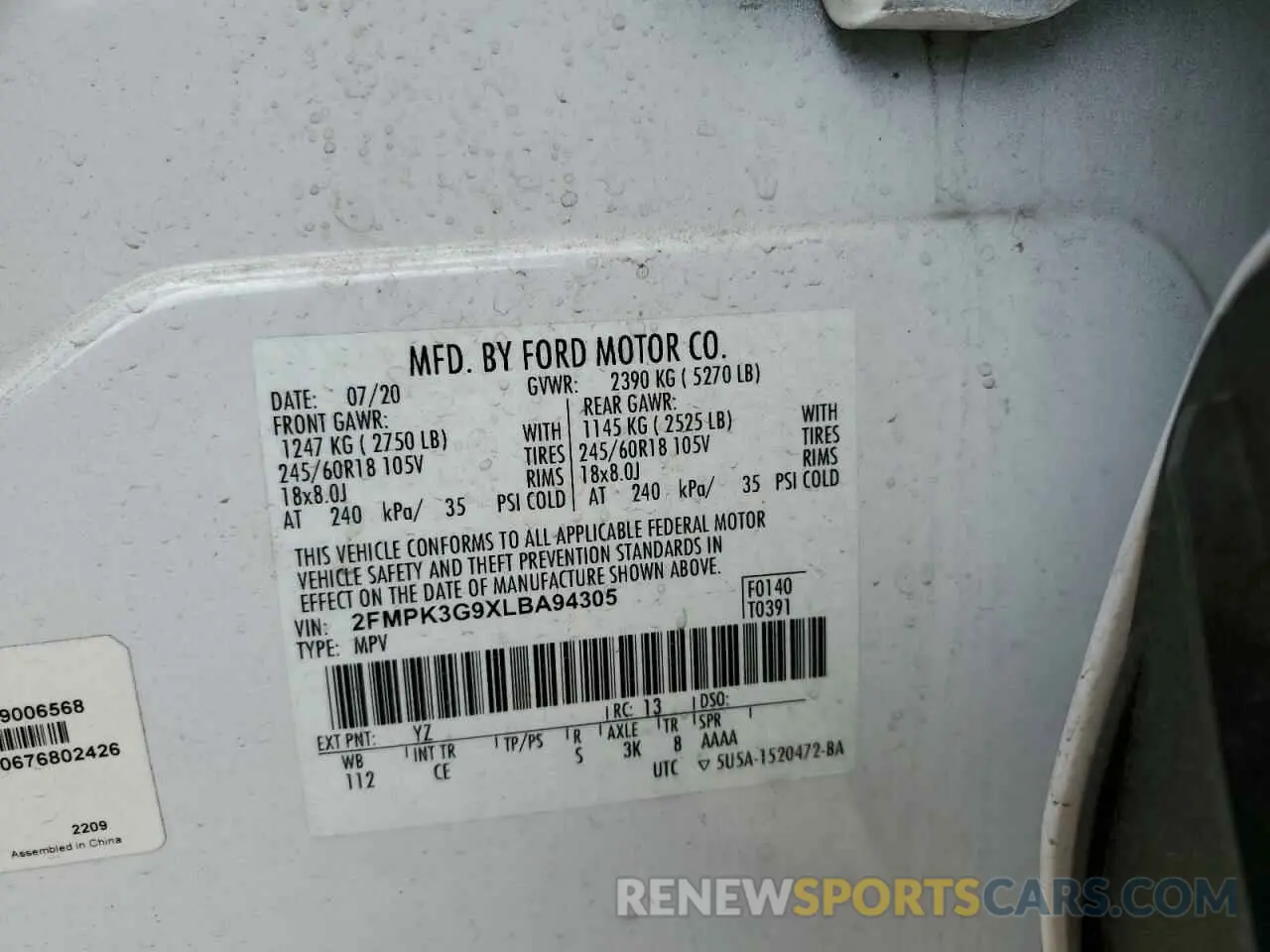 13 Фотография поврежденного автомобиля 2FMPK3G9XLBA94305 FORD EDGE 2020