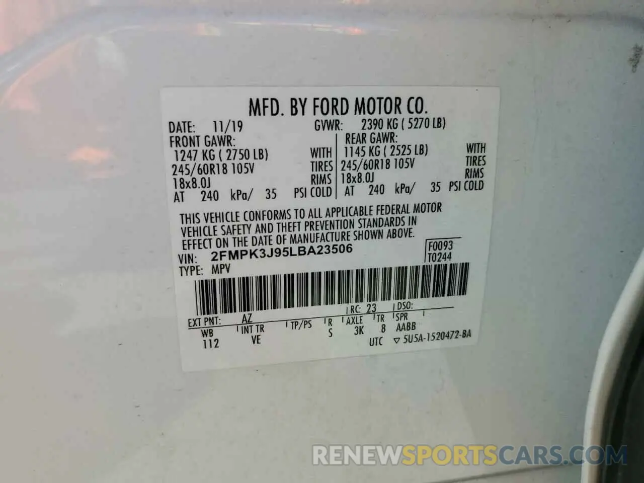 15 Фотография поврежденного автомобиля 2FMPK3J95LBA23506 FORD EDGE 2020