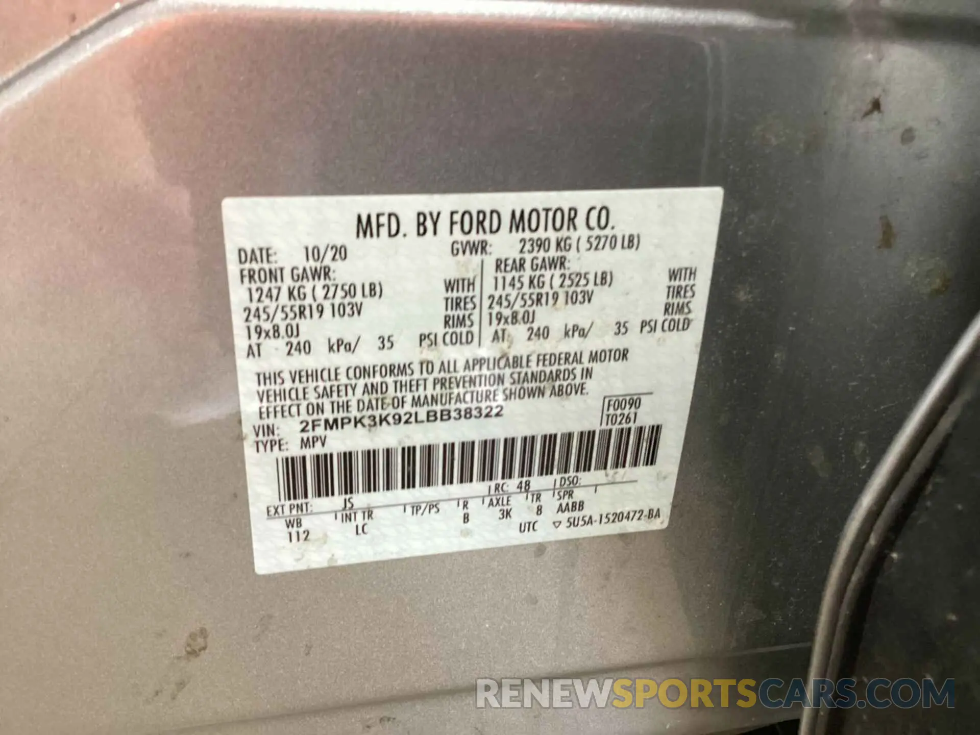 23 Фотография поврежденного автомобиля 2FMPK3K92LBB38322 FORD EDGE 2020