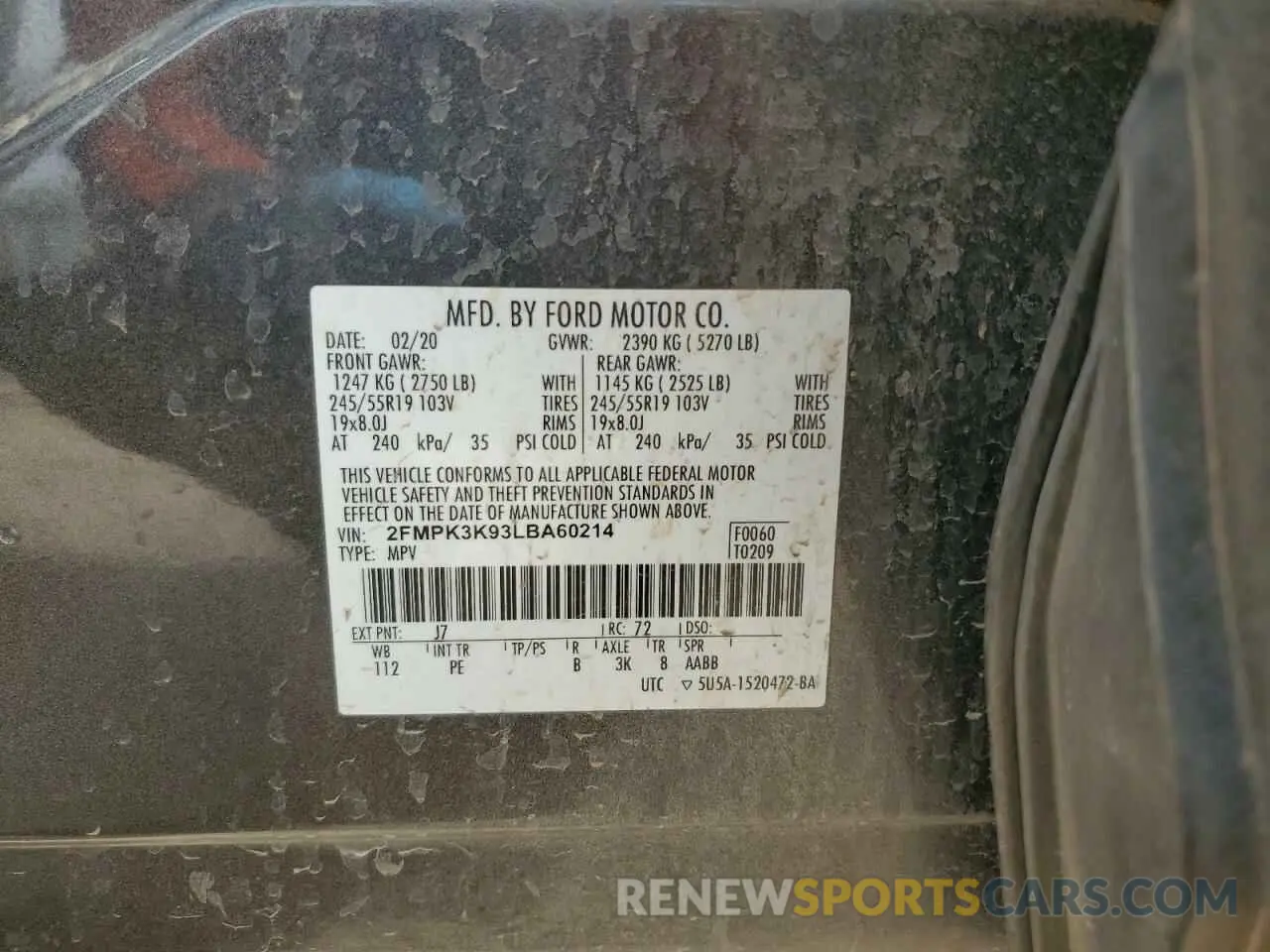 13 Фотография поврежденного автомобиля 2FMPK3K93LBA60214 FORD EDGE 2020