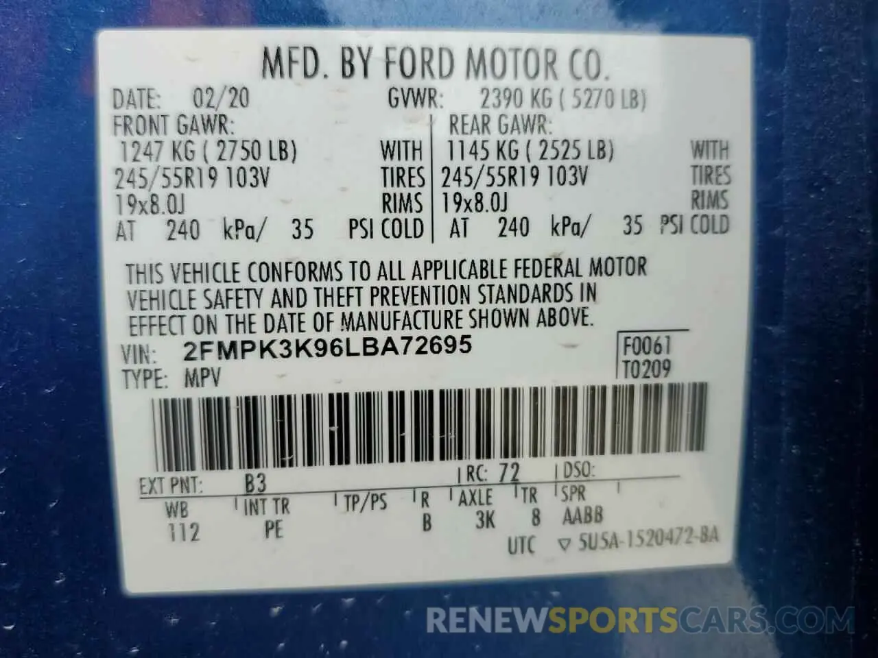 14 Фотография поврежденного автомобиля 2FMPK3K96LBA72695 FORD EDGE 2020