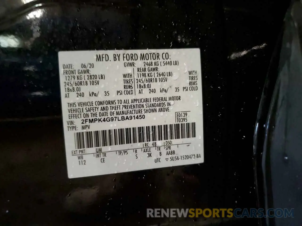 14 Photograph of a damaged car 2FMPK4G97LBA91450 FORD EDGE 2020