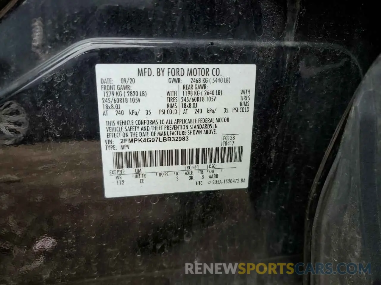 14 Photograph of a damaged car 2FMPK4G97LBB32983 FORD EDGE 2020